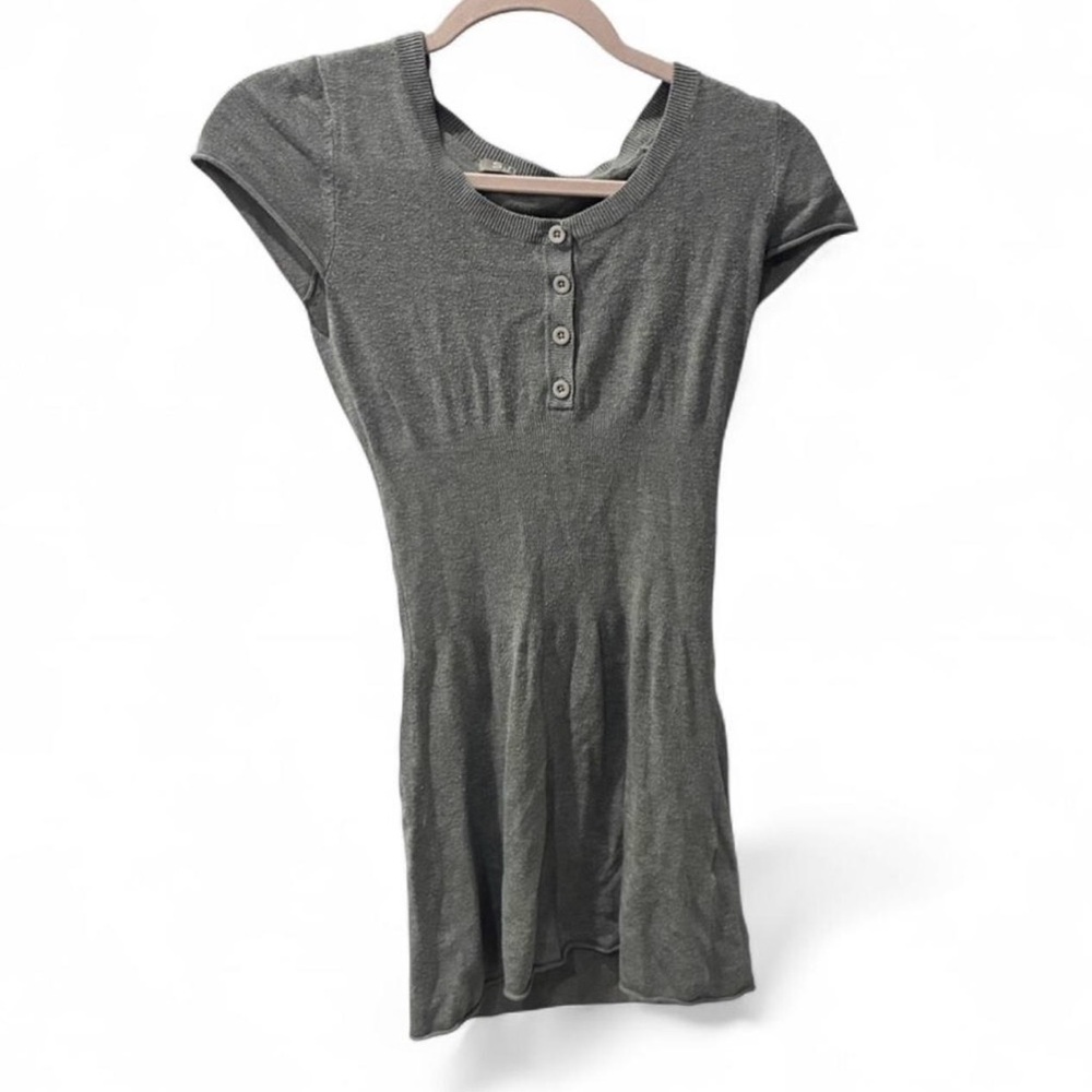 Gray Cap Sleeve Button-Up Women's Mini Dress